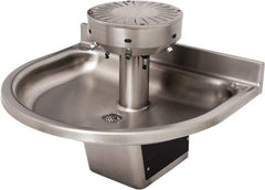 Acorn Engineering - Semi-Circular, Infrared Sensor, Wall Outlet Drain, 38" Diam, 4 Person Capacity, Stainless Steel, Wash Fountain - 0.5 GPM - Caliber Tooling