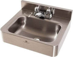 Acorn Engineering - 9-1/2" Long x 14-1/2" Wide Inside, 1 Compartment, Grade 304 Stainless Steel Lavatory Sink-Wall Hung - 16 Gauge, 15" Long x 18" Wide x 7" High Outside, 6" Deep - Caliber Tooling