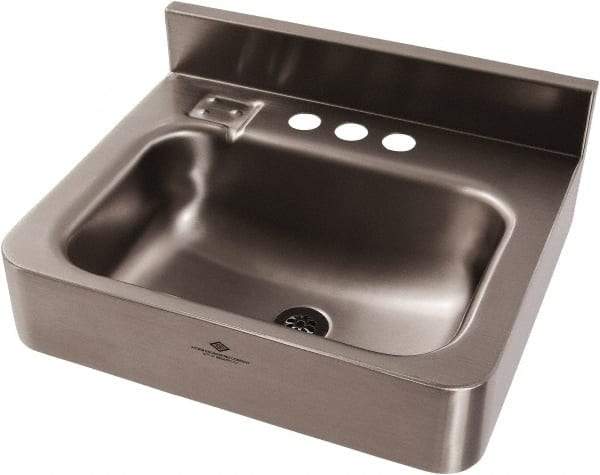 Acorn Engineering - 9-1/2" Long x 14-1/2" Wide Inside, 1 Compartment, Grade 304 Stainless Steel Lavatory Sink-Wall Hung - 16 Gauge, 15" Long x 18" Wide x 7" High Outside, 6" Deep - Caliber Tooling