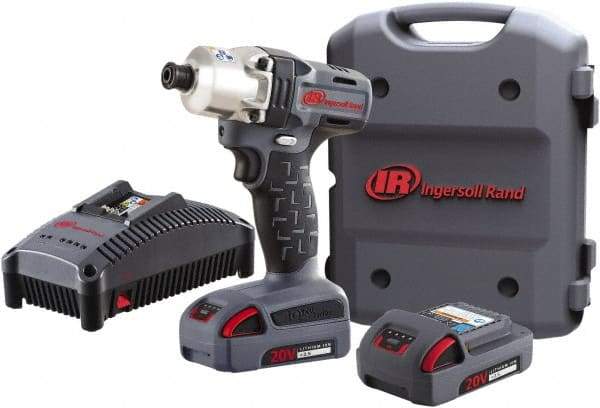 Ingersoll-Rand - 1/4" Drive 20 Volt Pistol Grip Cordless Impact Wrench & Ratchet - 1,900 RPM, 2,800 BPM, 160 Ft/Lb Torque, 2 Lithium-Ion Batteries Included - Caliber Tooling