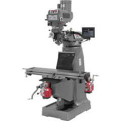 Jet - 9" Table Width x 49" Table Length, Variable Speed Pulley Control, 3 Phase Knee Milling Machine - R8 Spindle Taper, 3 hp - Caliber Tooling