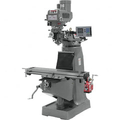 Jet - 9" Table Width x 49" Table Length, Variable Speed Pulley Control, 3 Phase Knee Milling Machine - R8 Spindle Taper, 3 hp - Caliber Tooling