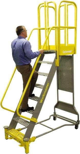 Cotterman - 158" 9 Step Super Duty Ladder - Rolling Safety Ladder, 1,000 Lb Capacity, 44" Base Width x 53" Base Depth, Grip Strut - Caliber Tooling