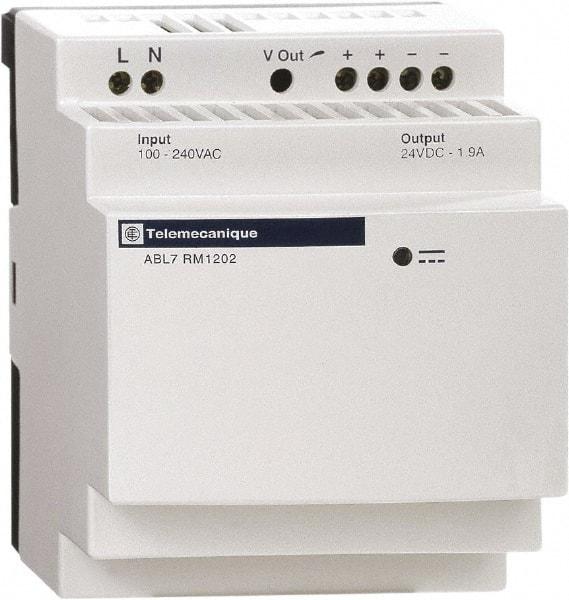 Schneider Electric - 60 Watt, 2.50 Amp, 200 to 240 VAC Input, 24 VDC Output, DIN Rail, Panel Power Supply - Screw Connection, 60mm Wide x 59mm Deep x 100mm High, 84-100% Efficiency, Green LED Output - Caliber Tooling