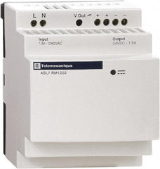 Schneider Electric - 60 Watt, 2.50 Amp, 200 to 240 VAC Input, 24 VDC Output, DIN Rail, Panel Power Supply - Screw Connection, 60mm Wide x 59mm Deep x 100mm High, 84-100% Efficiency, Green LED Output - Caliber Tooling