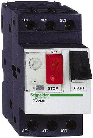 Schneider Electric - 1.60 Amp, 690 VAC at 50/60 Hz, 3 Pole, Bolt On, Clip Motor Circuit Breaker - Thermal Magnetic Trip, Multiple Breaking Capacity Ratings, 78mm Deep x 89mm High x 45mm Wide - Caliber Tooling