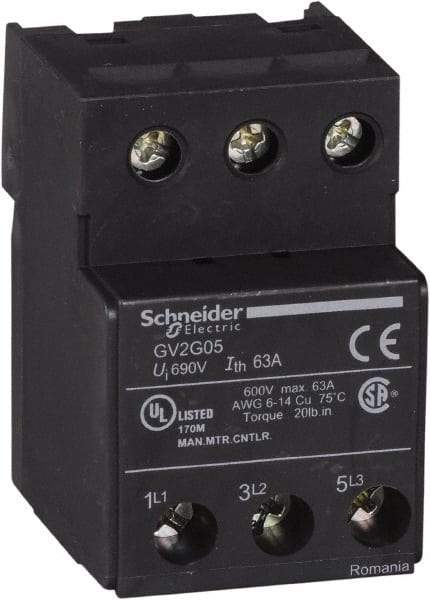 Schneider Electric - 63 Amp Circuit Breaker Terminal Block - Use with Linergy, TeSys D, TeSys GV2, TeSys K, TeSys U - Caliber Tooling