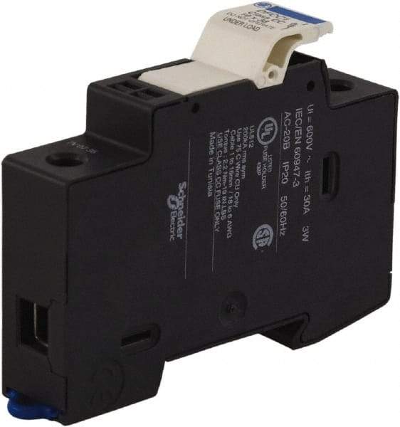 Schneider Electric - 1 Pole, 600 Volt, 30 Amp, DIN Rail Mount Fuse Holder - Compatible with CC Class, 17mm Wide Fuse - Caliber Tooling