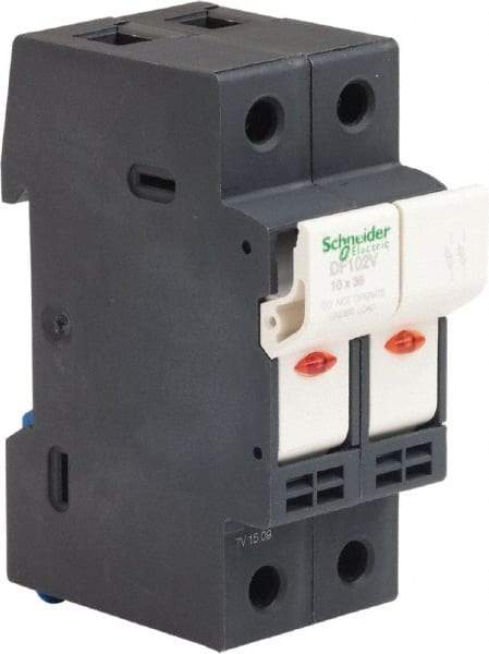 Schneider Electric - 2 Pole, 600 Volt, 32 Amp, DIN Rail Mount Fuse Holder - Compatible with AM,GG Class, 38mm Long x 35mm Wide and 10mm Diameter Fuse - Caliber Tooling