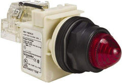 Schneider Electric - 120 V Red Lens LED Press-to-Test Indicating Light - Round Lens, Screw Clamp Connector, Corrosion Resistant, Dust Resistant, Oil Resistant - Caliber Tooling