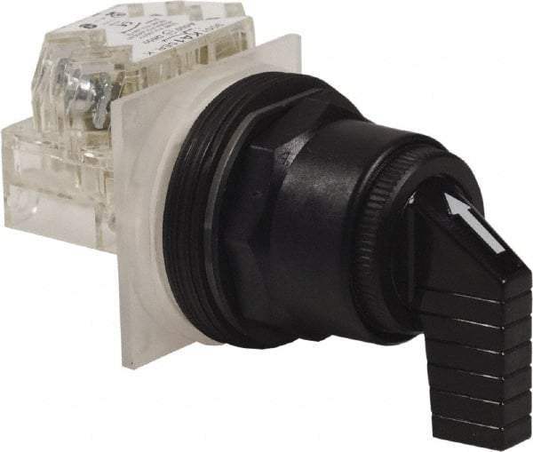 Schneider Electric - 1.18 Inch Mount Hole, 3 Position, Knob and Pushbutton Operated, Selector Switch - Black, Momentary (MO), Anticorrosive, Weatherproof, Dust and Oil Resistant - Caliber Tooling