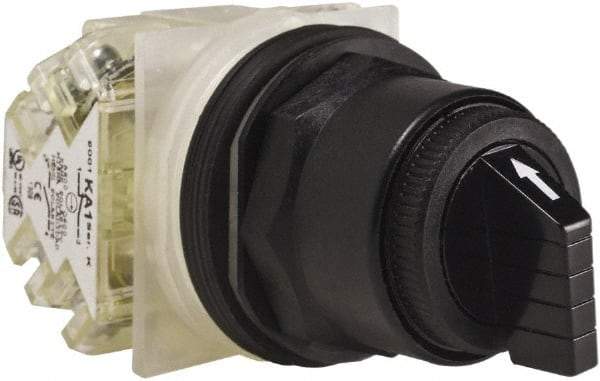 Schneider Electric - 1.18 Inch Mount Hole, 3 Position, Knob and Pushbutton Operated, Selector Switch - Black, Maintained (MA), Anticorrosive, Weatherproof, Dust and Oil Resistant - Caliber Tooling