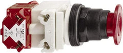 Schneider Electric - 30mm Mount Hole, Extended Straight, Pushbutton Switch with Contact Block - Red Pushbutton, Maintained (MA), Momentary (MO) - Caliber Tooling