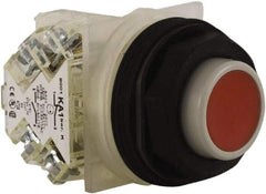 Schneider Electric - 30mm Mount Hole, Extended Straight, Pushbutton Switch with Contact Block - Red Pushbutton, Momentary (MO) - Caliber Tooling