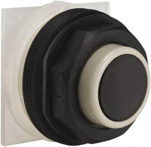 Schneider Electric - 30mm Mount Hole, Extended Straight, Pushbutton Switch Only - Black Pushbutton, Momentary (MO) - Caliber Tooling