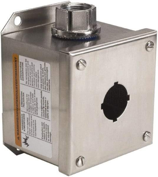 Schneider Electric - 1 Hole, 30mm Hole Diameter, Stainless Steel Pushbutton Switch Enclosure - 1, 3, 4, 12, 4X NEMA Rated - Caliber Tooling