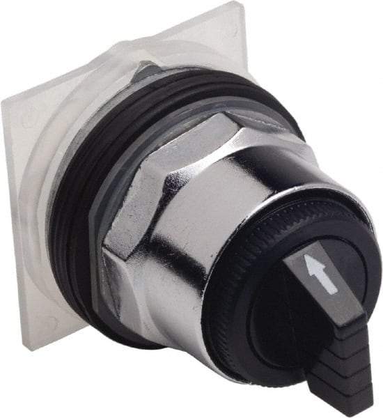 Schneider Electric - 30mm Mount Hole, 3 Position, Knob and Pushbutton Operated, Selector Switch Only - Black, Momentary (MO), without Contact Blocks, Weatherproof and Dust and Oil Resistant - Caliber Tooling