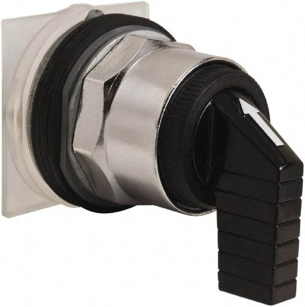 Schneider Electric - 30mm Mount Hole, 3 Position, Knob and Pushbutton Operated, Selector Switch Only - Black, Momentary (MO), without Contact Blocks, Weatherproof and Dust and Oil Resistant - Caliber Tooling