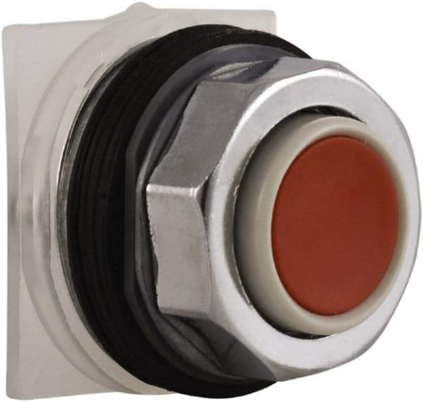 Schneider Electric - 30mm Mount Hole, Extended Straight, Pushbutton Switch Only - Round, Red Pushbutton, Momentary (MO), Weatherproof, Dust and Oil Resistant - Caliber Tooling