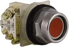 Schneider Electric - 30mm Mount Hole, Extended Straight, Pushbutton Switch with Contact Block - Red Pushbutton, Momentary (MO) - Caliber Tooling