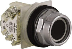 Schneider Electric - 30mm Mount Hole, Extended Straight, Pushbutton Switch with Contact Block - Black Pushbutton, Momentary (MO) - Caliber Tooling