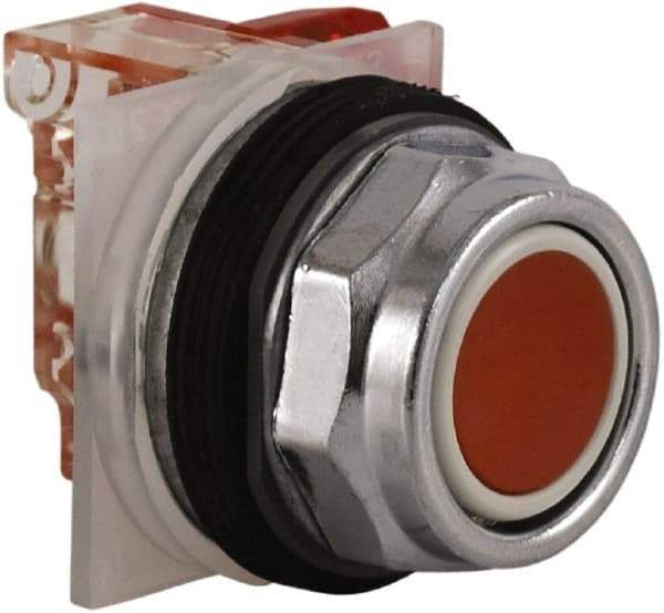 Schneider Electric - 30mm Mount Hole, Extended Straight, Pushbutton Switch with Contact Block - Red Pushbutton, Momentary (MO) - Caliber Tooling