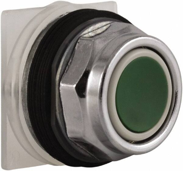 Schneider Electric - 30mm Mount Hole, Extended Straight, Pushbutton Switch Only - Green Pushbutton, Momentary (MO) - Caliber Tooling