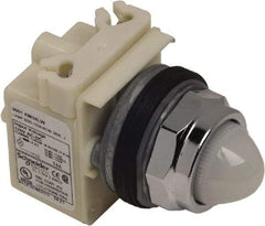 Schneider Electric - 120 V White Lens LED Pilot Light - Round Lens, Screw Clamp Connector - Caliber Tooling