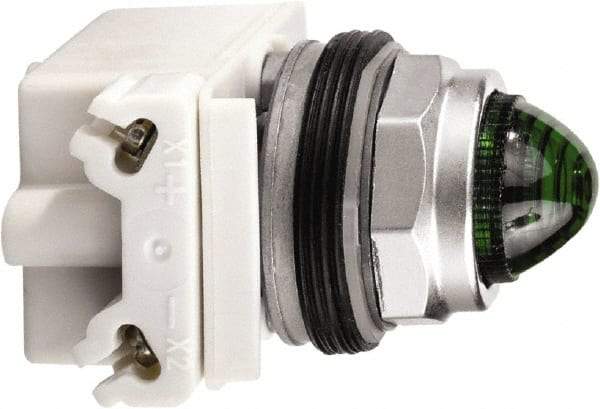 Schneider Electric - 120 V Green Lens LED Pilot Light - Round Lens, Screw Clamp Connector - Caliber Tooling