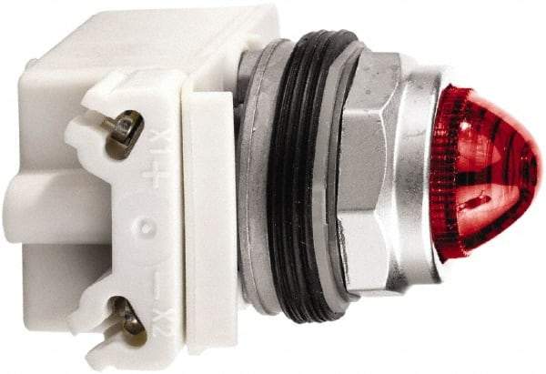 Schneider Electric - 120 V Red Lens LED Pilot Light - Round Lens, Screw Clamp Connector - Caliber Tooling