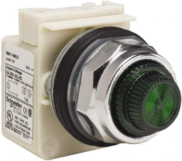 Schneider Electric - 28 V Green Lens Indicating Light - Screw Clamp Connector - Caliber Tooling