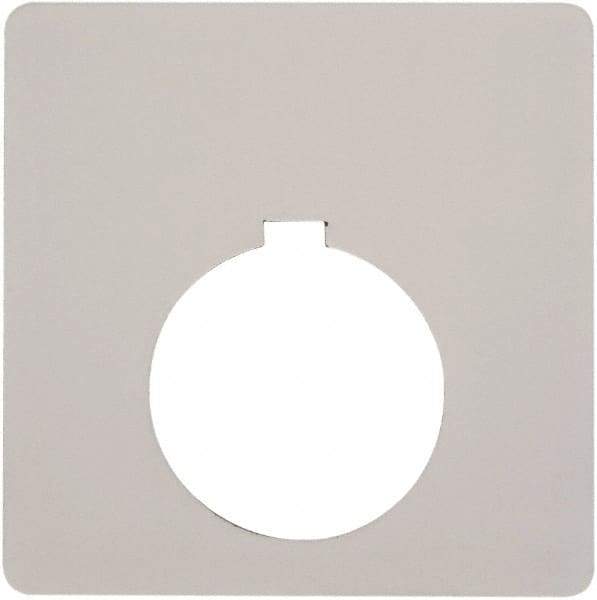 Schneider Electric - Square, Plastic Legend Plate - Blank - White Background, Black Letters, 1.2 Inch Hole Diameter, 2-1/2 Inch Square - Caliber Tooling