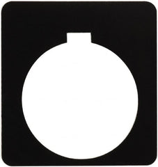 Schneider Electric - Square, Plastic Legend Plate - Blank - Black Background, White Letters, 1.2 Inch Hole Diameter, 1-3/4 Inch Square - Caliber Tooling