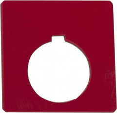 Schneider Electric - Square, Plastic Legend Plate - Blank - Red Background, Black Letters, 1.2 Inch Hole Diameter, 2-1/4 Inch Square - Caliber Tooling