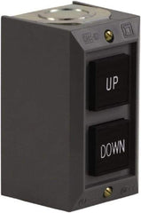 Schneider Electric - 2 Operator, Projecting Pushbutton Control Station - Down, Up (Legend), Momentary Switch, 2NO Contact, NEMA 1 - Caliber Tooling