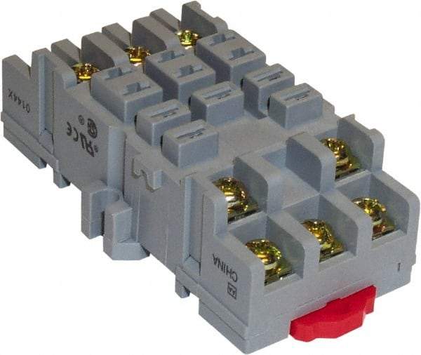 Square D - 11 Pins, 600 VAC, 15 Amp, Spade Relay Socket - DIN Rail Mount, Panel Mount, Screw Clamp Terminal - Caliber Tooling