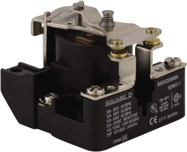 Square D - 2 hp, 10 VA Power Rating, Electromechanical Screw Clamp General Purpose Relay - 10 Amp at 600 V & 40 Amp at 277 VAC, SPST, 24 VAC at 50/60 Hz, 63.6mm Wide x 50.3mm High x 63.2mm Deep - Caliber Tooling