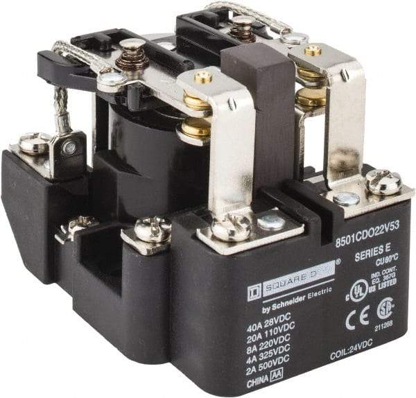 Square D - 10 VA Power Rating, Electromechanical Screw Clamp General Purpose Relay - 10 Amp at 110 V & 4 Amp at 220 V, DPDT, 24 VDC, 63.6mm Wide x 58.8mm High x 79.4mm Deep - Caliber Tooling