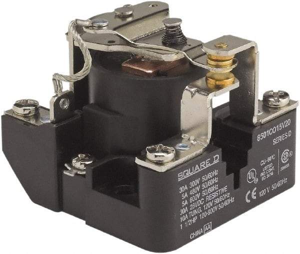 Square D - 1-1/2 hp, 10 VA Power Rating, Electromechanical Screw Clamp General Purpose Relay - 40 at 277 VAC & 5 at 600 V, SPDT, 12 VDC, 63.6mm Wide x 52.4mm High x 63.2mm Deep - Caliber Tooling