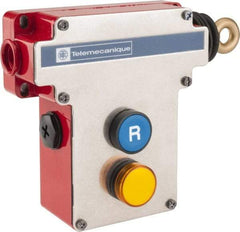 Telemecanique Sensors - 10 Amp, 2NO/2NC Configuration, Right Hand Operation, Rope Operated Limit Switch - Pushbutton Reset, Cable Pull, Pilot Light Indicator, 300 VAC - Caliber Tooling