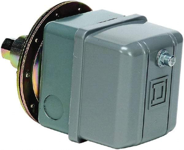 Square D - 1 NEMA Rated, DPST, 3 inHg to 8 inHg, Vacuum Switch Pressure and Level Switch - Adjustable Pressure, 480 VAC, Screw Terminal - Caliber Tooling