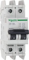 Schneider Electric - 25 Amp, 125 VDC, 240 VAC, 60 VDC, 1 Pole, DIN Rail Mount, Fixed Mount Miniature Circuit Breaker - Thermal Magnetic Trip, Multiple Breaking Capacity Ratings, 73mm Deep x 107mm High x 36mm Wide - Caliber Tooling