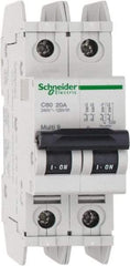 Schneider Electric - 20 Amp, 125 VDC, 240 VAC, 60 VDC, 1 Pole, DIN Rail Mount, Fixed Mount Miniature Circuit Breaker - Thermal Magnetic Trip, Multiple Breaking Capacity Ratings, 73mm Deep x 107mm High x 36mm Wide - Caliber Tooling