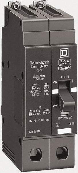 Square D - 40 Amp, 480Y/277 V, 2 Pole, Bolt On Miniature Circuit Breaker - 18 kA Breaking Capacity, 12, 14 AWG - Caliber Tooling