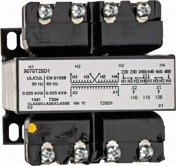 Square D - 1 Phase, 25 VA, Control Transformer - 131°F Temp Rise - Caliber Tooling