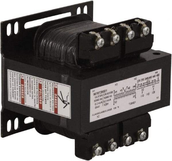 Square D - 1 Phase, 200 VA, Control Transformer - 176°F Temp Rise - Caliber Tooling