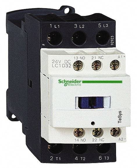 Schneider Electric - 3 Pole, 230 Coil VAC at 50/60 Hz, 32 Amp at 440 VAC, Nonreversible IEC Contactor - 1 Phase hp:  2 at 115 VAC, 5 at 230 VAC, 3 Phase hp:  2 at 115 VAC, 5 at 230 VAC - Caliber Tooling