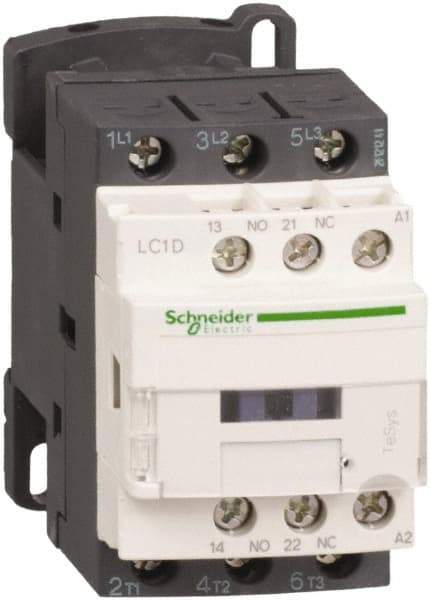 Schneider Electric - 3 Pole, 21 Coil VAC at 50/60 Hz, 12 Amp at 440 VAC and 25 Amp at 440 VAC, Nonreversible IEC Contactor - 1 Phase hp: 1 at 115 VAC, 2 at 230/240 VAC, 3 Phase hp: 10 at 575/600 VAC, 3 at 200/208 VAC, 3 at 230/240 VAC, 7.5 at 460/480 VAC - Caliber Tooling