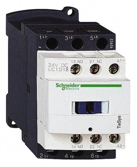 Schneider Electric - 3 Pole, 240 Coil VAC at 50/60 Hz, 18 Amp at 440 VAC and 32 Amp at 440 VAC, Nonreversible IEC Contactor - 1 Phase hp: 1 at 115 VAC, 3 at 230/240 VAC, 3 Phase hp: 10 at 460/480 VAC, 15 at 575/600 VAC, 5 at 200/208 VAC, 5 at 230/240 VAC - Caliber Tooling