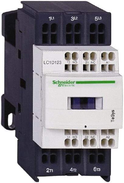 Schneider Electric - 3 Pole, 120 Coil VAC at 50/60 Hz, 18 Amp at 440 VAC and 25 Amp at 440 VAC, Nonreversible IEC Contactor - 1 Phase hp: 1 at 115 VAC, 3 at 230/240 VAC, 3 Phase hp: 10 at 460/480 VAC, 15 at 575/600 VAC, 5 at 200/208 VAC, 5 at 230/240 VAC - Caliber Tooling